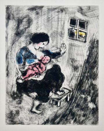 Radierung Chagall - Le Loup, la Mère et l'Enfant