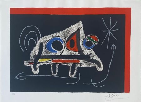 Lithographie Miró - Le lézard aux plumes d'or 