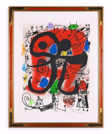 Lithographie Miró - Le lézard aux plumes d'or