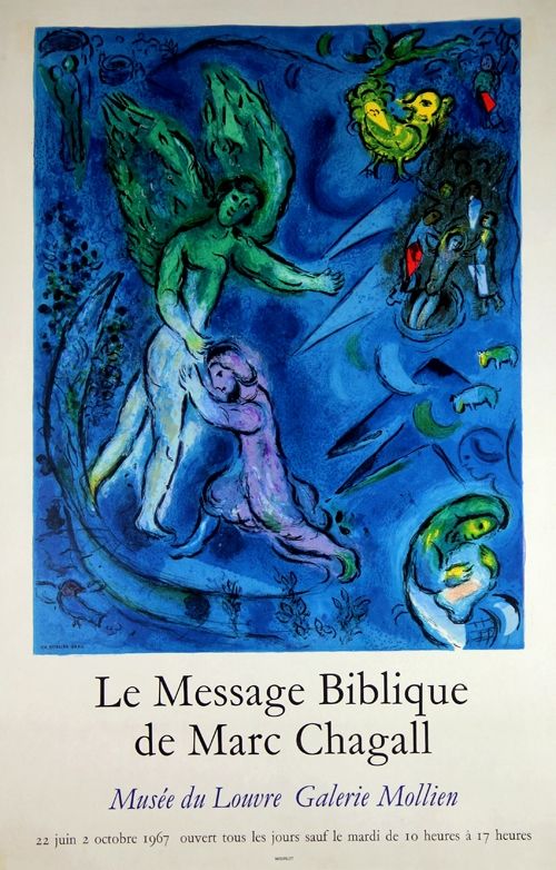 Lithographie Chagall - Le Message Biblique Musee du Louvre Galerie Mollien