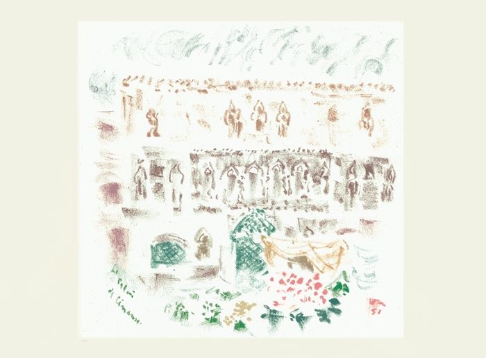 Lithographie Masson - Le Palais de Cimarosa (Voyage à Venise)