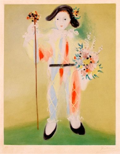 Lithographie Picasso - Le petit pierrot aux fleurs 