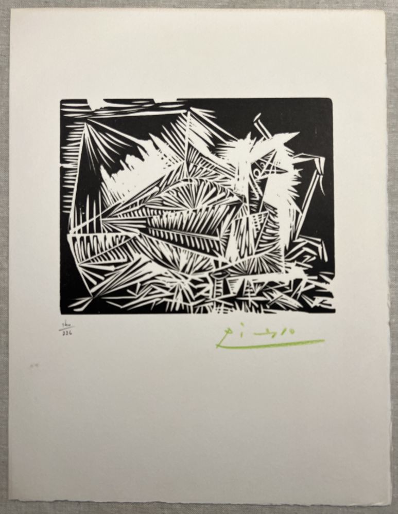 Linolschnitt Picasso - LE PIGEONNEAU. Linogravure pour 