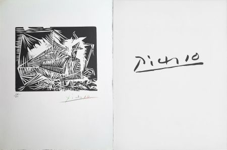 Linolschnitt Picasso - LE PIGEONNEAU. Linogravure pour 