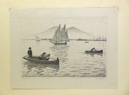 Lithographie Marquet - Le Port de Naples, 1926. Signé et numérotée. 