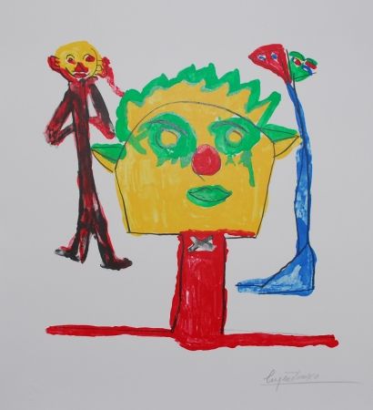 Lithographie Ionesco - Le portrait et ses fils