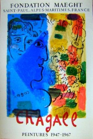 Lithographie Chagall - Le Profil Bleu