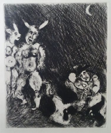 Radierung Chagall - Le Satyr et le passant