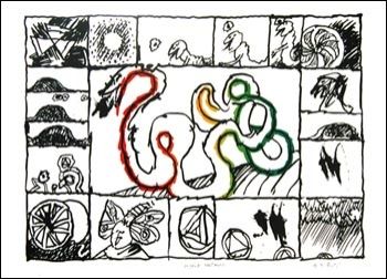 Lithographie Alechinsky - Le serpent restauré 
