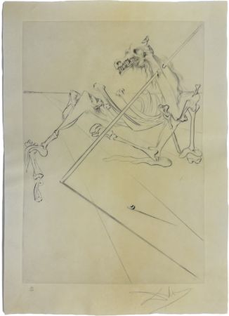 Kaltnadelradierung Dali - Le Soleil couchant allonge.
