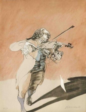 Lithographie Weisbuch - Le violoniste 