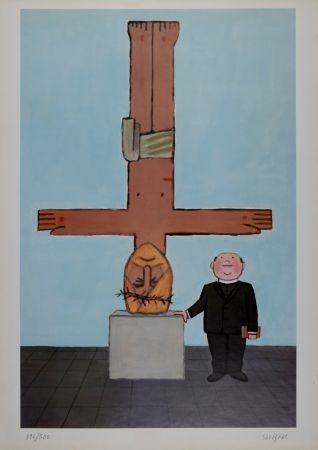 Lithographie Savignac - L'Eglise, 1971