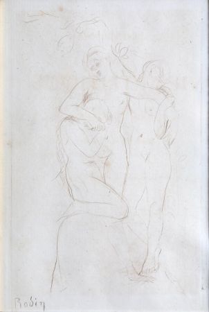 Kaltnadelradierung Rodin - Les Ames du Purgatoire