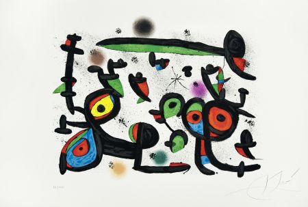 Lithographie Miró -  Les Amoureux et Luna Park I