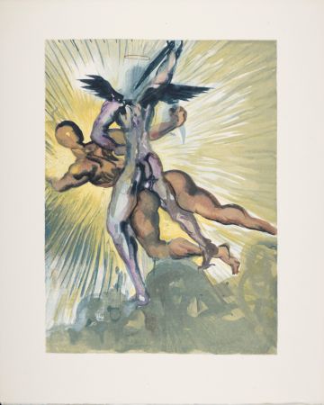 Holzschnitt Dali - Les anges gardiens de la vallée, 1963