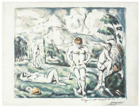 Lithographie Cezanne - Les baigneurs