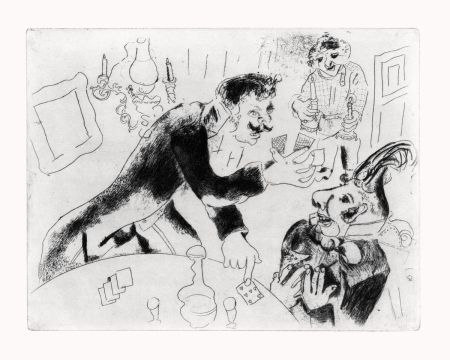Radierung Chagall - Les cartes à jouer