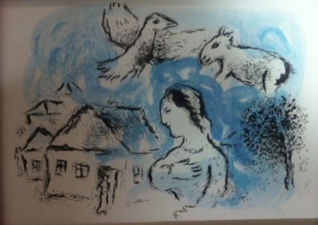 Lithographie Chagall - Les chemins de l'amitié, le village