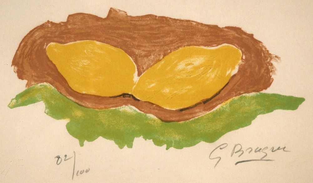 Lithographie Braque - Les citrons