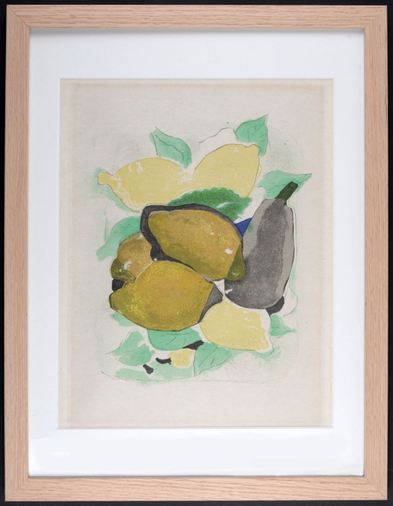 Lithographie Braque - Les Citrons, 1963 - Framed