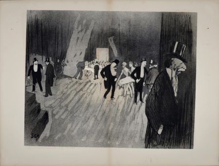 Lithographie Goursat - Les coulisses de l'opéra, 1901