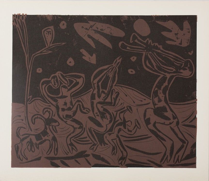 Linolschnitt Picasso - Les danseurs au hibou