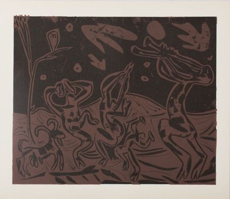 Linolschnitt Picasso - Les danseurs au hibou