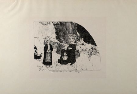 Lithographie Gauguin - Les drames de la mer Bretagne, 1889 - Very scarce!