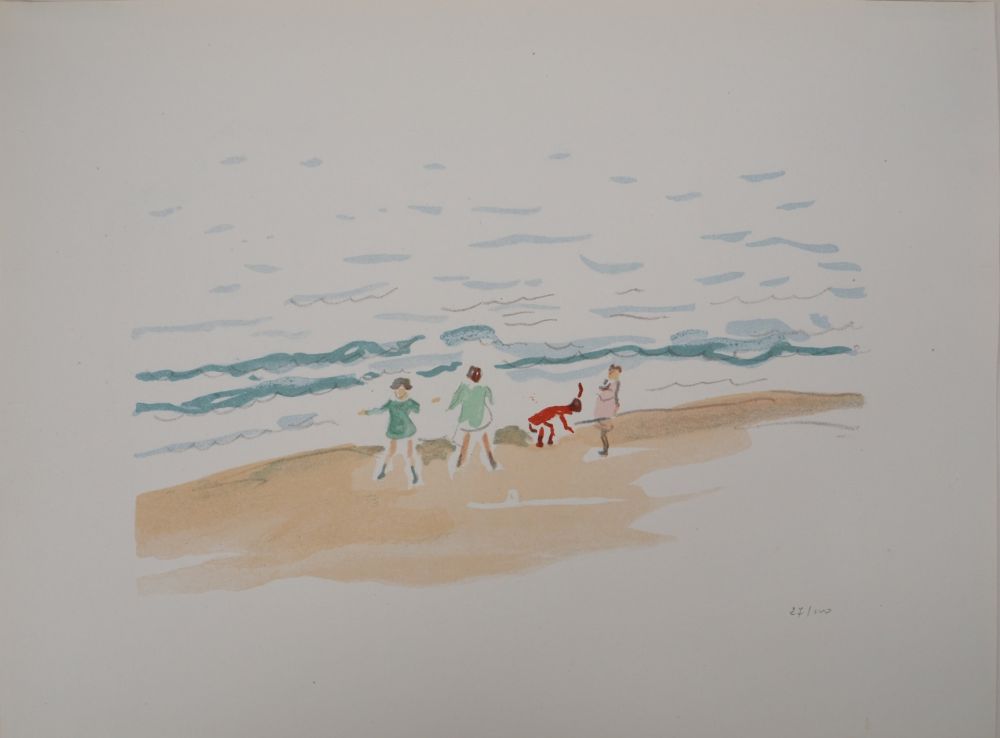 Lithographie Marquet - Les enfants sur la plage 