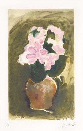 Radierung Und Aquatinta Braque - Les Fleurs Violets (Purple Flowers), c. 1960