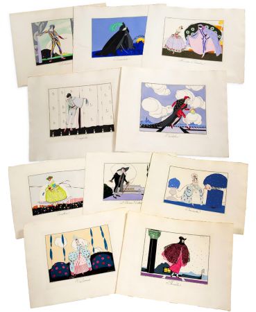 Illustriertes Buch Brunelleschi - LES MASQUES ET LES PERSONNAGES DE LA COMÉDIE ITALIENNE, expliqués par Gérard d'Houville, et interprétés par Brunelleschi, en douze estampes coloriées (1914)