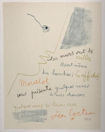 Lithographie Cocteau - Les murs ont des oreilles