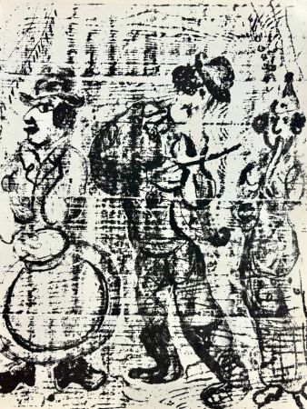 Lithographie Chagall - Les musiciens vagabonds 