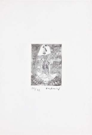 Radierung Alechinsky - Les métiers 01: Le pêcheur