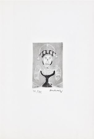 Radierung Alechinsky - Les métiers 06: Le coiffeur