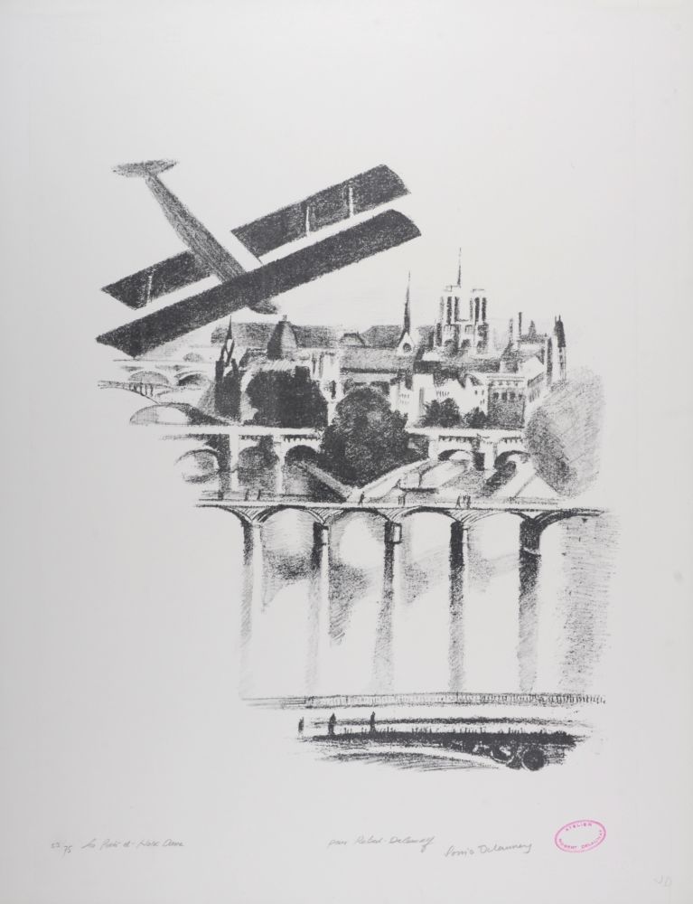 Lithographie Delaunay - Les Ponts et Notre Dame, 1969