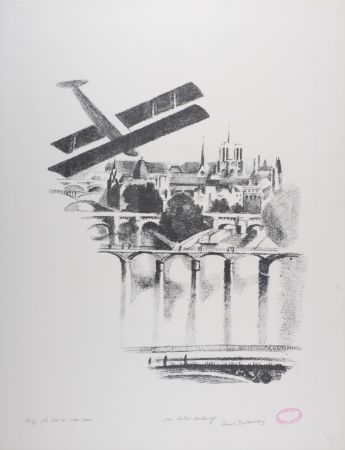 Lithographie Delaunay - Les Ponts et Notre Dame, 1969