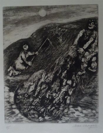 Radierung Chagall - Les possions et le Berger qui joue de la Flute