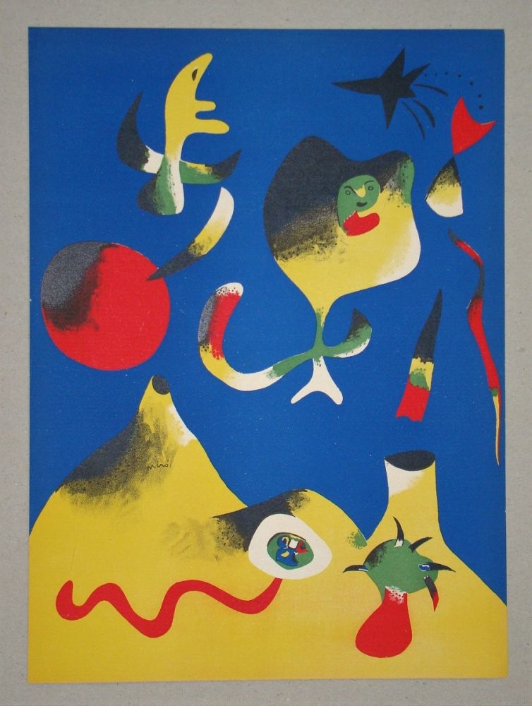 Lithographie Miró (After) - Les quatre éléments - Air