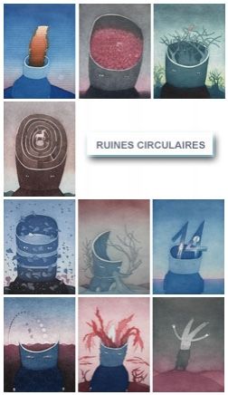 Radierung Und Aquatinta Folon - Les Ruines Circulaires - The Circular Ruins (complet suite)