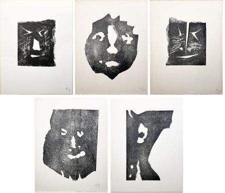 Stich Picasso - LES TRANSPARENTS : La suite complète des 5 CARTALÉGRAPHIES ORIGINALES (PAB,1967)
