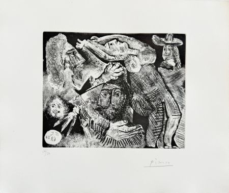 Radierung Und Aquatinta Picasso - Les Trois mousquetaires, Series 347, Plate 91