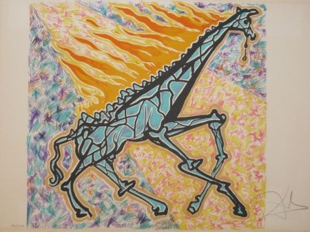 Lithographie Dali - Les vitraux - la girafe