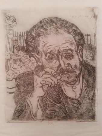 Radierung Van Gogh - L'homme a la pipe (Portrait du Docteur Gachet)