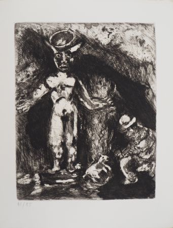 Stich Chagall - L'homme et la statue (L'homme et l'idole de bois)