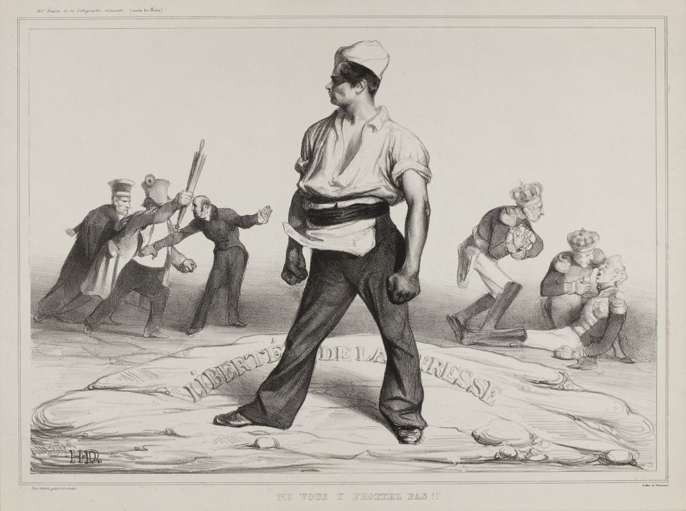 Lithographie Daumier - Liberté de la Presse - Ne vous y frottez pas!