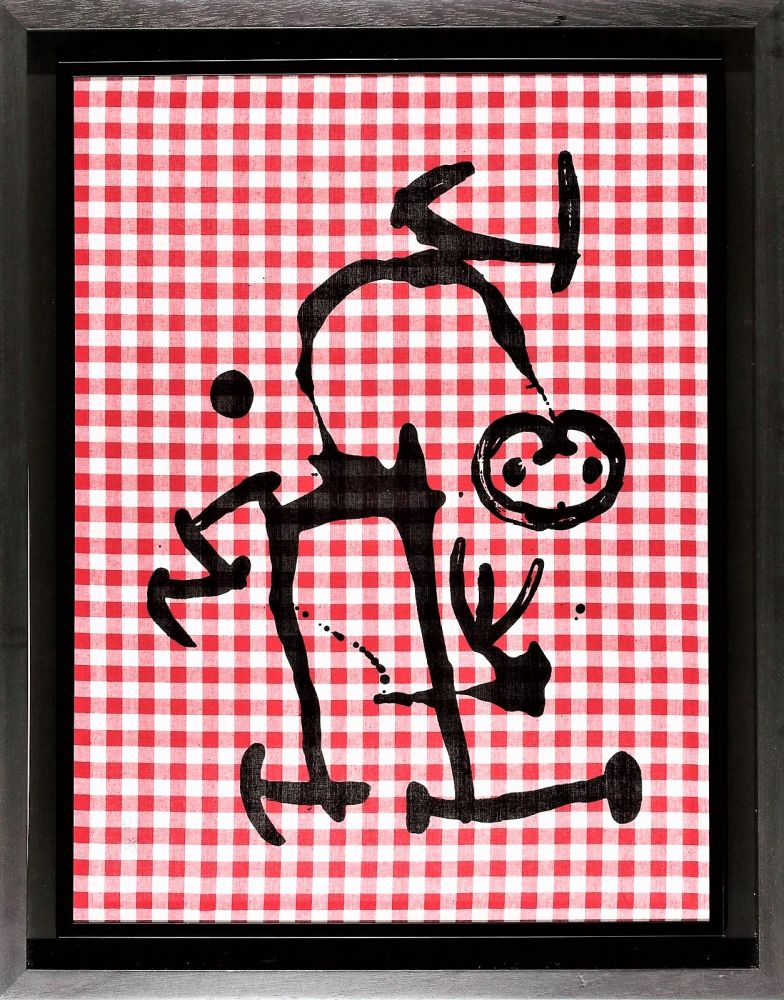 Lithographie Miró - L'Illetre aux carreaux rouges