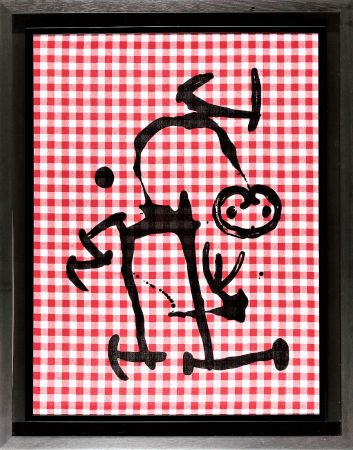 Lithographie Miró - L'Illetre aux carreaux rouges