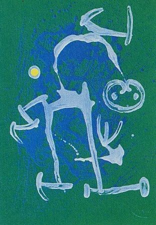 Lithographie Miró - L'Illettré bleu & blanc