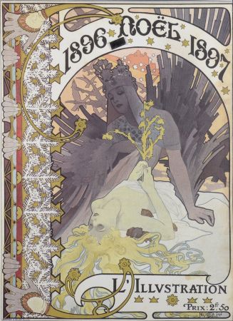 Lithographie Mucha - L'Illustration magazine: cover for Christmas 1896/1897, (1896)
